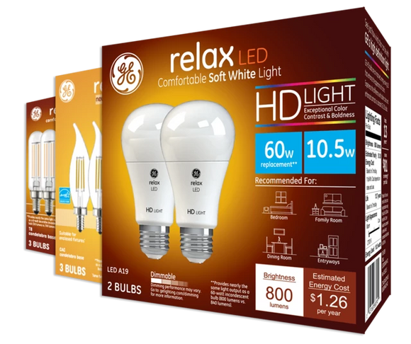GE Lighting GE Relax LED Light Bulbs Soft White 60 Watt Equivalent A15 Ceiling Fan Bulbs