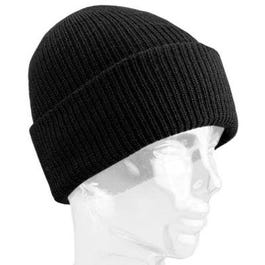 Watch Cap, Black Worsted Wool, One Size