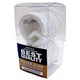 Roller Glide Shower Curtain Hooks, 12-Pack Frosty