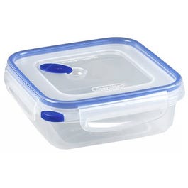 Ultra-Seal Food Container, Square, Clear/Blue, 4-Cups