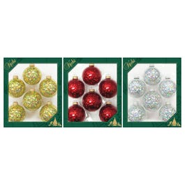 Spangle Ornaments, Solid Glass, 2-5/8-In., 6-Ct.