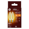 Relax Decorative HD LED Light Bulbs, Soft White, Clear, Candelabra Base, 300 Lumens, 4-Watts, 2-Pk.