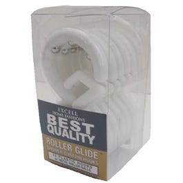 Roller Glide Shower Curtain Hooks, 12-Pack White