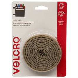 Sticky Back Fastening Tape, Beige, 5-Ft. x 3/4-In.