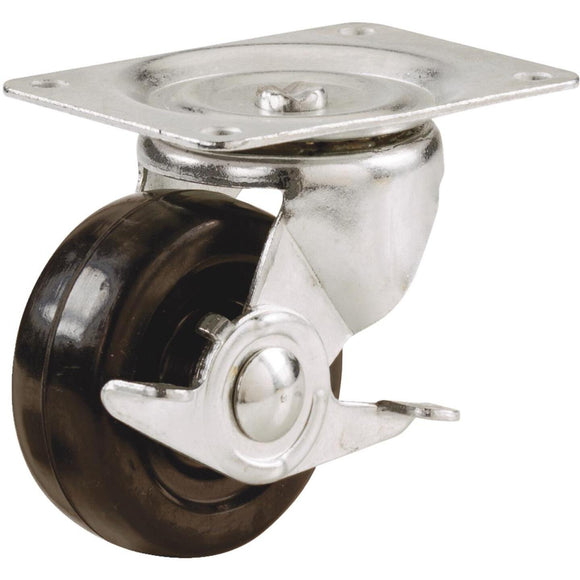 Shepherd 5 In. General-Duty Soft Rubber Swivel Plate Caster with Brake