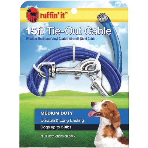 Westminster Pet Ruffin' it Medium-Duty Medium Dog Tie-Out Cable, 15 Ft.