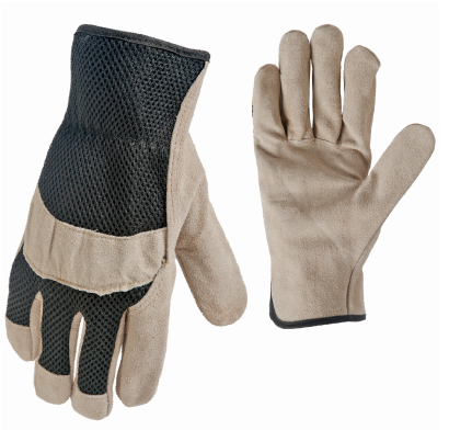True Grip Suede Cowhide Leather Palm Work Gloves Mesh Back