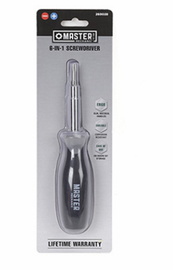Master Mechanic 6-In-1 Screwdriver, Cushion Handle