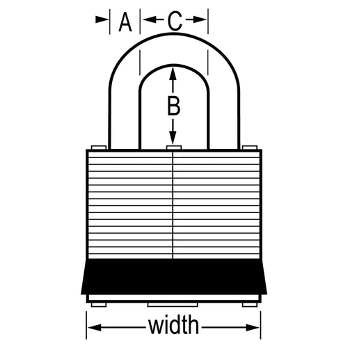 Master Lock 1-3/4in (44mm) Wide Laminated Stainless Steel Pin Tumbler Padlock with 1-1/2in (38mm) Shackle 2-pack