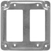 GFI Receptacle Box Cover, Double, Flat Corner Square, Exposed, Steel, 4-In.