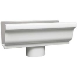 End Piece With 3-In. Drop For 5-In. Gutter, White Galvanized Steel