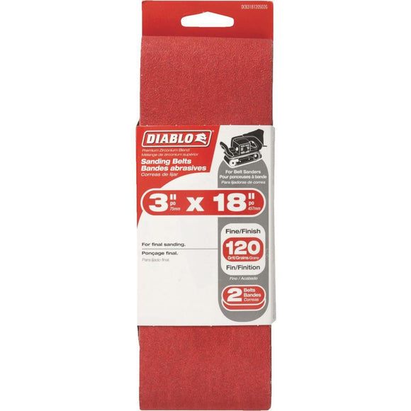 Diablo 3 In. x 18 In. 120 Grit General Purpose Sanding Belt (2-Pack)