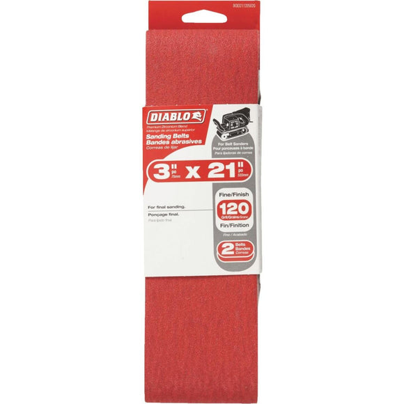 Diablo 3 In. x 21 In. 120 Grit General Purpose Sanding Belt (2-Pack)