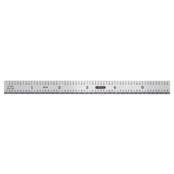 General Tools 6 In. Flexible Steel Industrial Precision Straight Edge Ruler