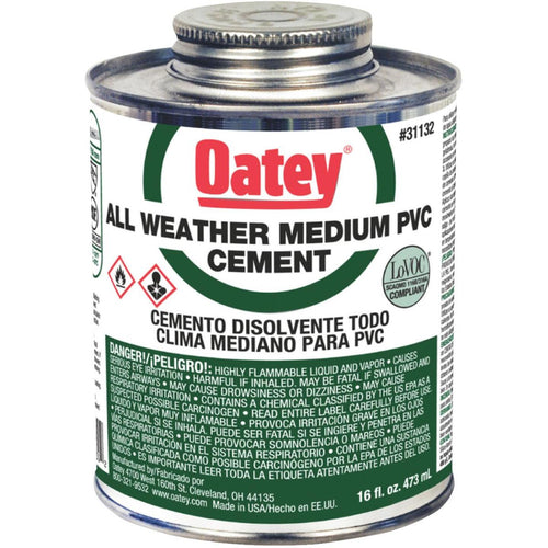 Oatey All Weather 16 Oz. Medium Bodied Clear PVC Cement