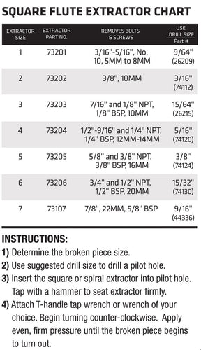 Century Drill & Tool Screw Extractor Square Flute